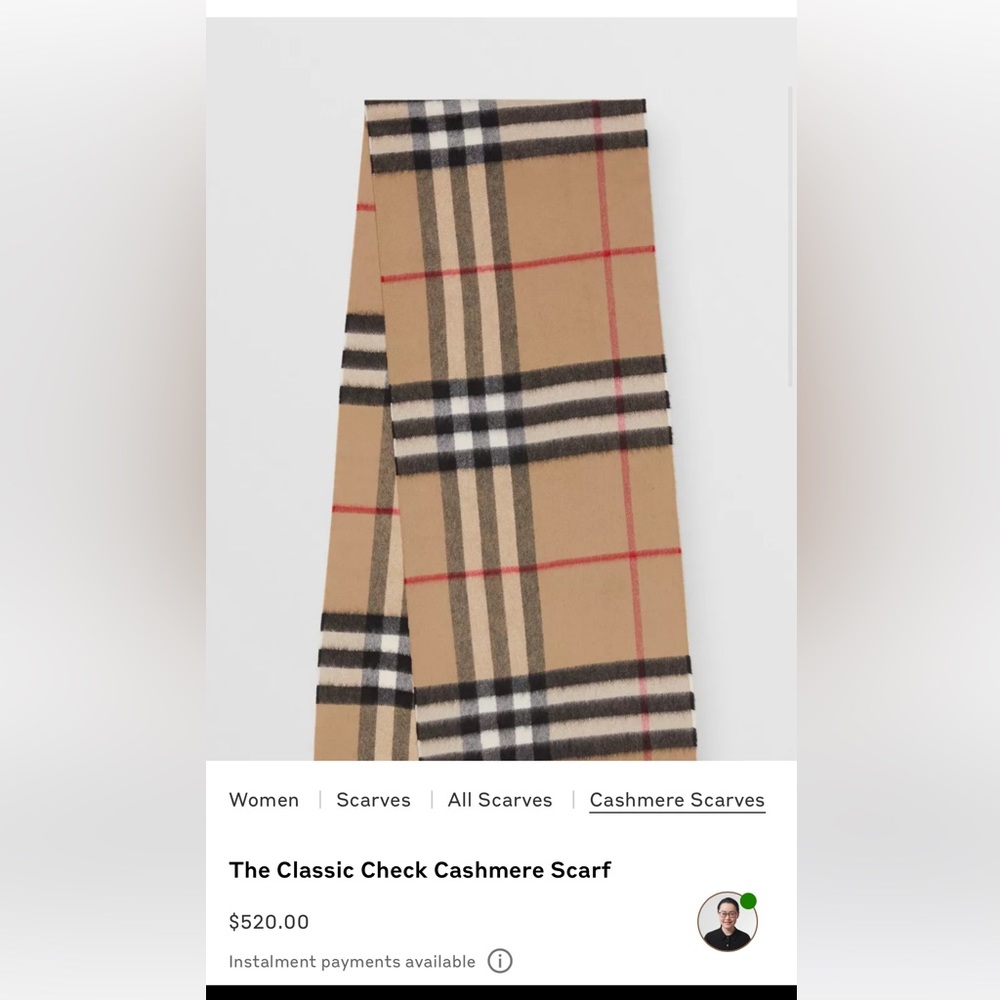 Cashmere Burberry scarf- still in perfect condition as shown in photos
